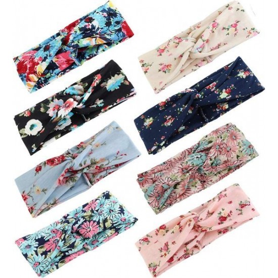 8 Pcs Headbands Women Girls Wide Boho Knotted Yoga Head Wrap Hair Band